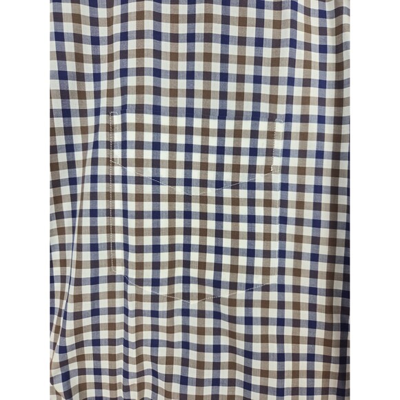 Paul & Shark Yacht Club Ocean Team Blue Brown White Checked Button Down 3X - Picture 3 of 9